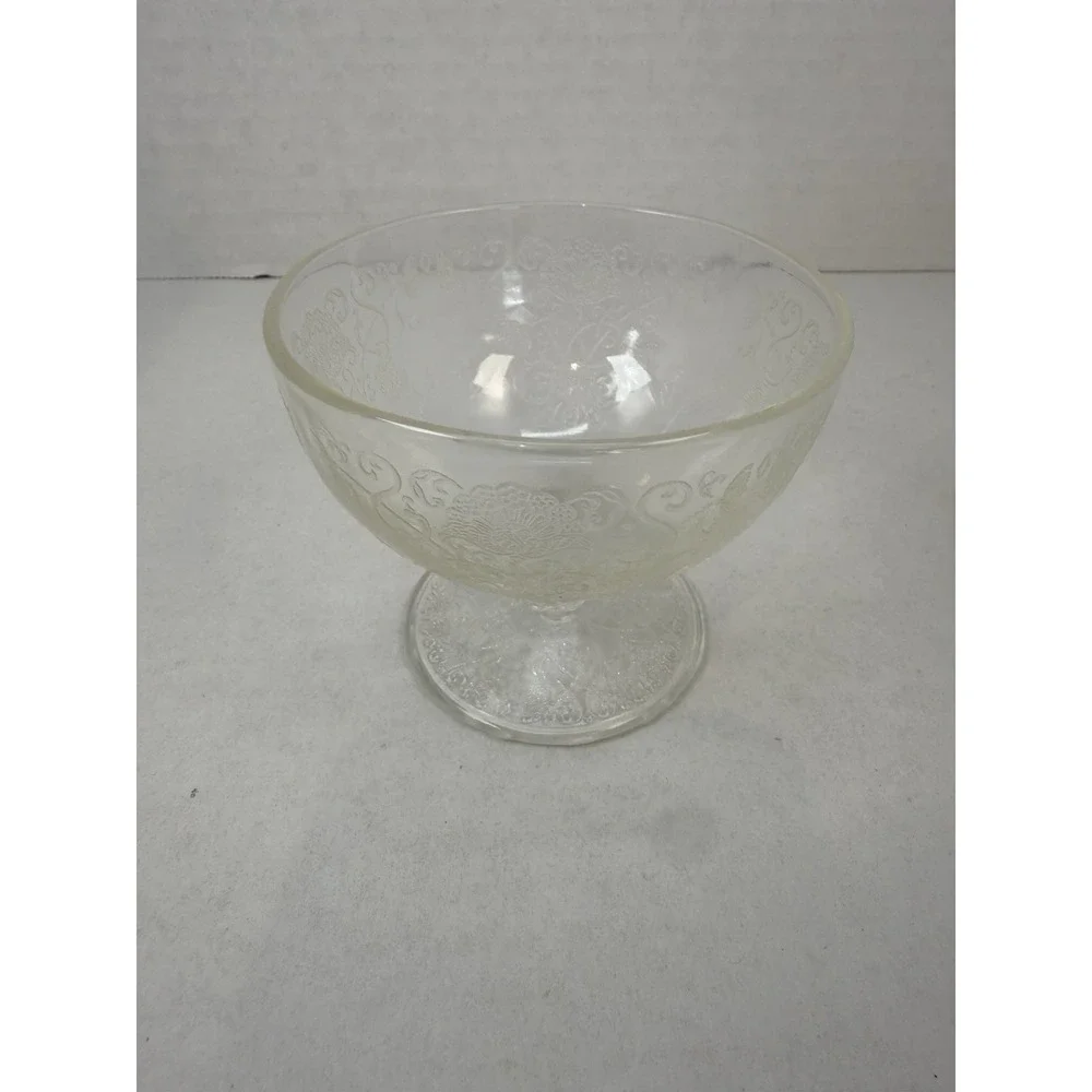 Hazel Atlas Florentine Poppy Crystal Clear Sherbet Bowl Depression Glass